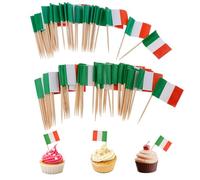 Licsaliwe Mini Cure-Dents de Drapeau Italien, 100pcs Pics de Drapeau Italien, décoration fête Cocktail froids Stick Cupcakes Toppers