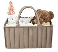 Licsaliwe Panier à couches pour bébé 38 x 25 x 18 cm organiseur en feutre avec séparateurs amovibles et poignée de levage pour lingettes vêtements et jouets cadeau pour nouvelle maman