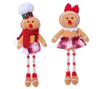 Licsaliwe Peluche en Pain d'épices pour Elle et Lui, 43, 2 cm, 2 pièces, poupée en Peluche de Noël pour Plateau à Plusieurs Niveaux, décoration de fête