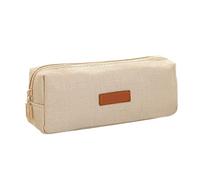 Licsaliwe Petite étui à Crayon, Pochette d'étudiant Coin Cosmetic Sac Office de Papeterie Organisateur, Beige