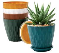 Licsaliwe Plantez des casseroles avec des soucoupes, 5pcs en Plastique Respirant avec Drainage pour Les Fleurs extérieures intérieures