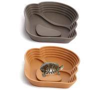 Licsaliwe Plat d'eau Reptile avec Rampe, 2 pcs de Baignoire en Plastique, Escalade Facile et Coffre-Fort pour Tortue, Dragon Barbu, Serpent, lézard, Gecko / 6, 4x4, 8in
