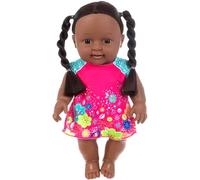 Licsaliwe Poupée bébé Noire avec articulations Mobiles, poupée réaliste Africaine américaine de 12 Pouces avec Robe et Tresses, Peau foncée pour Cadeaux pour Enfants
