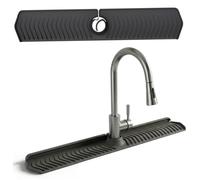 Licsaliwe Protection Contre Les éclaboussures d'évier en Silicone, Tapis Pliable de 30 Pouces - Protection de Verrouillage réglable pour Cuisine derrière Le Robinet, comptoir (Noir)