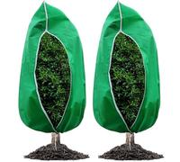 Licsaliwe Protection de Gel du Couvercle de la Plante, 2pcs Arbuste l'arbre Non tissé Couvercle avec Fermeture éclair, Cordon, Vert / 47x71