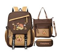 Licsaliwe Sac à Dos Capybara pour Filles Lot de 3 Sacs à Dos Kawaii Capybara avec Trousse et Sac fourre-Tout d'école capacité pour Les Voyages décontractés