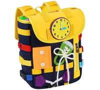 Licsaliwe Sac à Dos occupé pour Tout-Petits, Jouet éducatif de capacité avec activités interactives pour l'apprentissage à la Maison et la Maternelle, Bleu