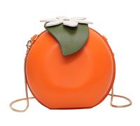 Licsaliwe Sac à main de fruits orange, sac en forme d'orange PU avec décoration et sangle de fleurs et feuilles, sacs à main mignon pour les cadeaux femmes / 6x4x6 pouces