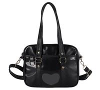 Licsaliwe Sac d'école japonais capacité en cuir PU 28 x 8 x 20 cm portable avec fermeture éclair poignée et bandoulière réglable pour filles