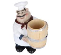 Licsaliwe Support pour Cure-Dents de Figurine de Gros Chef en résine, Statue Mignonne comptoir Cuisine avec Baril pour Le Restaurant café à la Maison