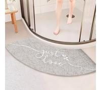 Licsaliwe Tapis de Douche d'angle, Tapis de Bain incurvé Non glissé pour la sécurité la Baignoire, Absorbant Doux et Salle Bain Lavable en Machine, Conception à séchage Rapide / 18x39 Pouces