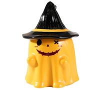 Licsaliwe Tasse à café d'Halloween, tasse fantôme mignon avec couvercle de chapeau de sorcière, tasses d'Halloween en céramique pour boire un café au bureau du bureau (jaune)