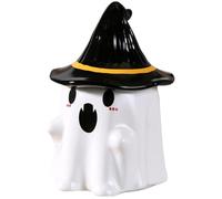 Licsaliwe Tasse à café d'Halloween, tasse fantôme mignonne avec couvercle de chapeau de sorcière, tasses d'Halloween en céramique pour boire du café au lait décor du bureau à la maison (blanc)