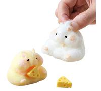 Licsaliwe Toys de Hamster, 2pcs Adorable Stress Relief Jouet, Petit Hamster Qui comprenez Les Jouets agités avec Fromage pour Les Adolescents Adultes du Bureau à Domicile (Jaune, Blanc)
