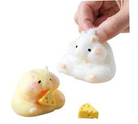 Licsaliwe Toys du Hamster, 2pcs Adorable Jouet de soulagement du Stress, serrer la Forme Hamster avec Fromage, Les Jouets agités pour Les Adolescents Adultes Bureau à Domicile (Jaune, Blanc)