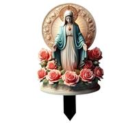 Licsaliwe Virgen de Guadalupe Statue, Acrylique Notre-Dame de Guadalupe Sculpture pour décoration Jardin 10 Pouces, Statue Religieuse extérieure 10 Pouces avec des lumières solaires et Une Fonction d