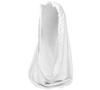Licsaliwe Voile de chapelle en forme de D voile d'église 50 cm mantille en dentelle brodée florale tête en satin doux blanc couvre-chef élégant accessoires mariée pour femmes