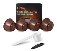 Lictin 4 Pcs Capsule Filtre de Café Rechargeables et Réutilisables, Compatibles avec les Machines Nescafe Dolce Gusto avec 1 Cuillère à Café et 1 Brosse à Nettoyer I Cafilas