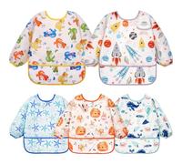 Lictin Bavoirs Manches Longues 5PCS Etanches Blouse Peinture Enfant Tablier d'Alimentation Multicolore 0-2ans