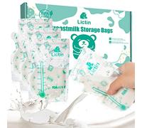 Lictin Conservation Lait Maternel 120Pcs - 240ML Sachet Conservation Lait Maternelle Pré-stérilisés, Épaissir Double Fermeture Glissière Sachet Lait Maternel, Bec Verseur Intégré
