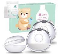 Lictin Coupelles de recueil de lait maternel 2PCS-Coques collectrices de lait pour l'allaitement maternel (70 ml),sans BPA,en silicone souple,avec trous d'aération,avec 10 sachets de lait maternel
