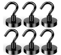 Lictin Crochets Magnétiques Force d’Attraction de 38KG, Diamètre 32mm, 6 Pièces, Pas Besoin de Percer, Aimant Crochet Utilisé dans la Cuisine, le Bureau, l'Atelier, l'Assemblage