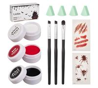 Lictin Maquillage Halloween, Comprend 3 Couleurs Noir Rouge Blanc de Maquillage pour le Visage et le Corps, Maquillage Enfant, Idéal pour le comme les Zombies, Vampires, Monstres et le Cosplay