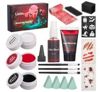 Lictin Maquillage Halloween, Noir Rouge Blanc de Maquillage pour Fake Blood Spray le Visage et le Corps, Maquillage Enfant, Idéal pour le comme les Zombies, Vampires, Monstres et le Cospla