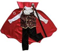 Licus Costume de vampire gothique pour enfants, garçons et filles - Déguisement classique pour costumade avec sceptre (noir, 3 à 4 ans)