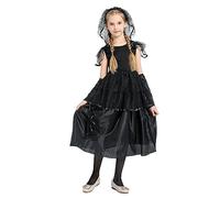 Licus Déguisement Fantôme Marié Filles Halloween Costume Robe Cosplay Carnaval Noir 4-6 ans