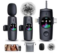 LID LIRDDY Mini microphone 3 en 1 pour iPhone/Android Pro sans fil - Microphone cravate pour créateurs de contenu - Batterie 20 h et suppression du bruit de 24,4 m pour chant en direct