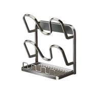 Lid Rack - Carbon Steel, 11.41x8.26x5.7in Kitchen Storage Space-Saving Multi-Tier | Non-Slip Stable Stand Inside Cabinet Pan Lid Organizer, Pot Lids Holder For Home Kitchens, Cabinets, Countertops