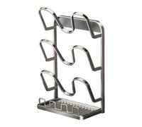 Lid Rack - Carbon Steel, 11.41x8.26x5.7in Kitchen Storage Space-Saving Multi-Tier | Non-Slip Stable Stand Inside Cabinet Pan Lid Organizer, Pot Lids Holder For Home Kitchens, Cabinets, Countertops