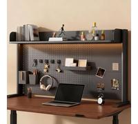 LIDANGUH Organisateur d’étagère de Bureau avec Panneau perforé, bibliothèque de Bureau métallique Multifonction pour Rangement sur Plan de Travail, dortoir et Bureau(Black,80 * 63cm/31.5 * 24.8in)