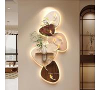 LIDANGUH Peinture Murale décorative 3D Vision avec lumière LED, Grande Peinture Murale de Luxe avec Alimentation par Prise, Sculptures murales créatives en Pierre et grès(A,70 * 140cm/27.6 * 55.1in)