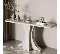 LIDANGUH Table Console Demi-Lune étroite pour entrée, Plateau Fin en Ardoise, Table d’appoint Moderne et Luxueuse pour canapé Base incurvée créative, pour Salon et Couloir(White D,150cm/59IN)