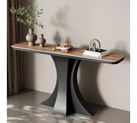 LIDANGUH Table Console Demi-Lune étroite pour entrée, Plateau Fin en Ardoise, Table d’appoint Moderne et Luxueuse pour canapé Base incurvée créative, pour Salon et Couloir(Black C,100cm/39.4in)