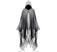 Lidary DéGuisement Halloween Homme, Cape FantôMe Effrayante Avec Capuche,Halloween Decoration Exterieur Effrayante, Pour Les FêTes D'Halloween, Les Danses à ThèMe Et Les ActivitéS De Jeu (A)