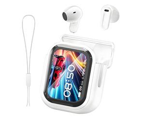 Lidary Ecouteur Traducteur, Oreillette Traduction InstantanéE, Ecouteurs Bluetooth sans Fil, éCran LED Haute FidéLité, éTanches, éCran Tactile LED, Son StéRéO HD (Blanc)