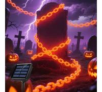 Lidary Guirlande Lumineuse Halloween, Guirlande Lumineuse Orange, 2/4 /6 M Plastique Guirlande Exterieur Solaire Plastique pour CimetièRe, Maison HantéE, Chien Squelettes DéCorations (6m)