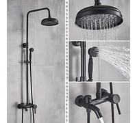 LIDCOM Ensemble de Douche de Salle de Bain Robinet mitigeur de Douche de Bain 8quot; Robinet de Baignoire avec système de Douche à Effet Pluie avec douchette Murale, Noir Mat A2