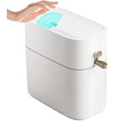 Lidded Trash Can - Lightweight White Beige, Space Saving Waste Basket | 28x15x29 Cm Slim 8L Drawstring Container Designed For Bathroom, Desk, Laundry, RV, Kitchen, Dormitory, And Outdoor Use With