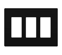 LIDER Coque pour interrupteur décoratif triple finition mate, plaque murale sans vis, 3 interrupteurs de taille moyenne 12,4 x 17,2 cm, polycarbonate thermoplastique, certifié UL, LSWP-33M-BK, noir