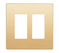 LIDER LSWP-32M-GD Plaque murale sans vis à 2 interrupteurs de taille moyenne 12,4 x 12,5 cm, polycarbonate thermoplastique incassable, certifié UL, doré