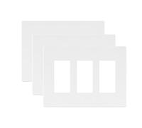 LIDER LSWP-33M-W3P Lot de 3 caches d'interrupteur décoratif, finition brossée, plaque murale sans vis, 3 interrupteurs de taille moyenne, 12,4 x 17,2 cm, thermoplastique en polycarbonate incassable