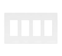 LIDER LSWP-34M-W Plaque murale sans vis à 4 interrupteurs de taille moyenne 12,4 x 21,8 cm, polycarbonate thermoplastique, certifié UL, blanc