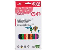 Liderpapel 34249 Crayon Couleur Triangulaire Jumbo Mine Extra-Résistante 174,5 mm Taille-Crayons Offert Boîte de Carton 12 Couleurs Assorties