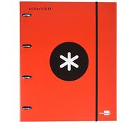 Liderpapel 79296 Antartik Classeur Rembordé 4 Anneaux Ronds 25 mm Feuillet Mobile A4 Quadrillage 5 mm Rouge