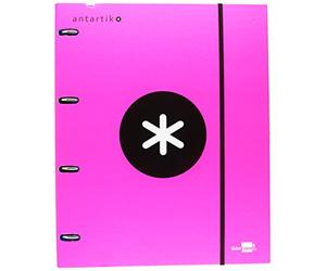 Liderpapel 79297 Antartik Classeur Rembordé 4 Anneaux Ronds 25 mm Feuillet Mobile A4 Quadrillage 5 mm Rose