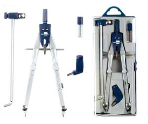 Liderpapel 911853 Compas Micrométrique Circonférence 38 cm Allonge Vis Réglage Rapide Bague Universelle Mine 2 mm Étui Couleurs Assorties